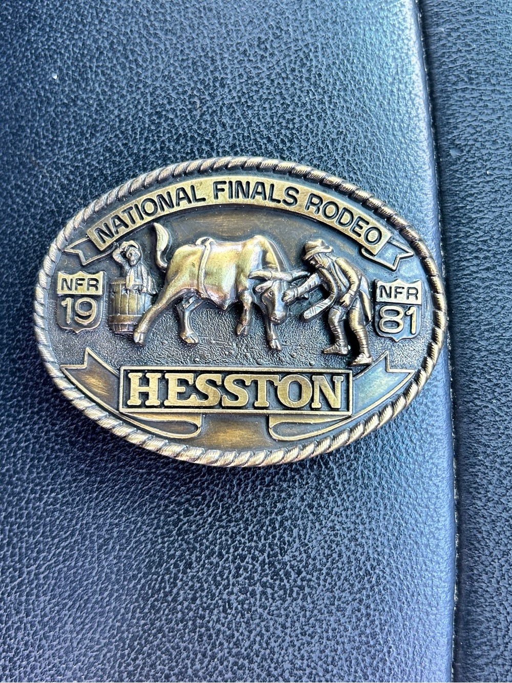 Vintage 1981 National Finals Rodeo HESSTON Collector Belt Buckle